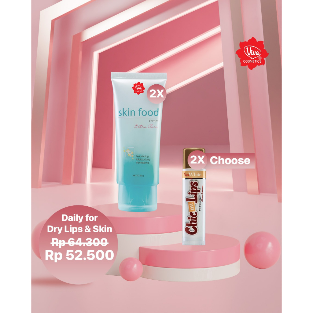 Paket 2 Viva White. Chic On Lips, 2 Viva Skin Food Cream Extra Care