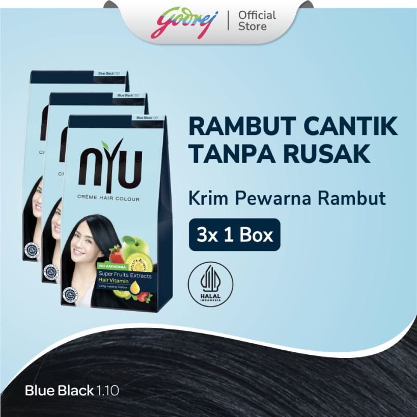 NYU Creme Hair Colour Blue Black x3 - Pewarna Rambut Panjang/Long Hair
