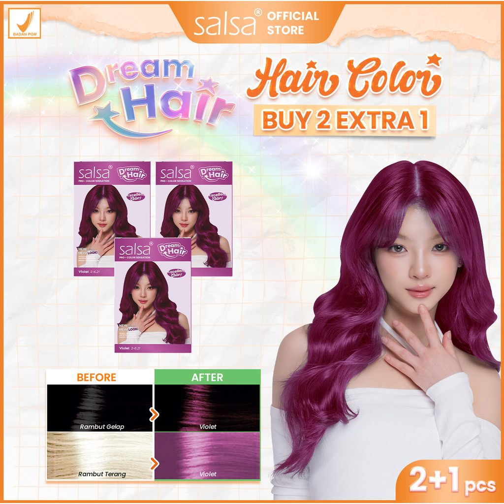 PROMO [BUY 2 GET 3] SALSA Dream Hair Color - Cat Pewarna Rambut Permanen Tahan Lama dan Terlihat Alami Sehat Berkilau|Idol Look Hair Coloring