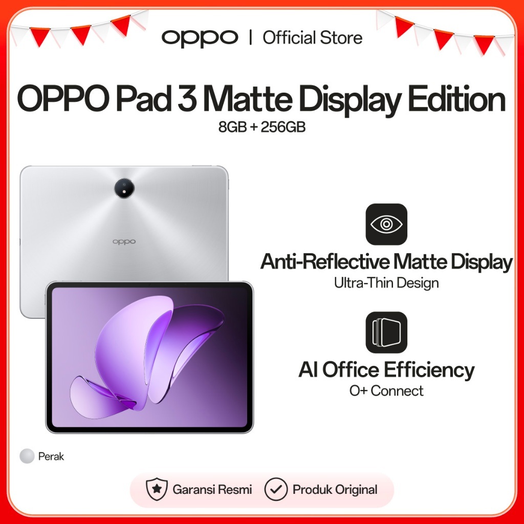 Jual OPPO Pad 3 8GB/256GB Anti-Reflective Matte Display Edition [Ultra Thin Design, AI Office Efficiency, O+ Connect] | Shopee Indonesia