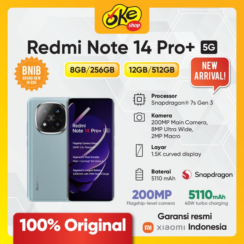 Xiaomi Redmi Note 14 Pro+ 5G | 200 MP AI Camera OIS | 120W HyperCharge 5110mAh | Gorilla Victus 2