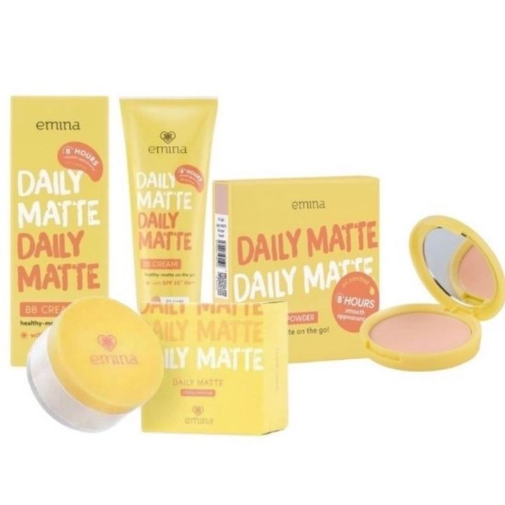 Emina paket Daily matte paket make-up kulit berminyak/emina Bb cream daily matte