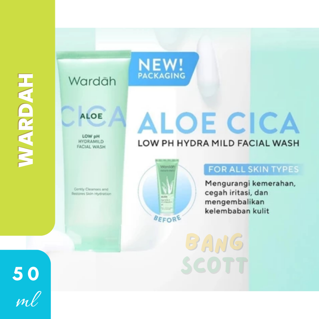 Wardah Cica Aloe Low pH Hydramild Facial Wash Nature Daily 50 ml Sabun Cuci Muka Membersihkan secara Lembut