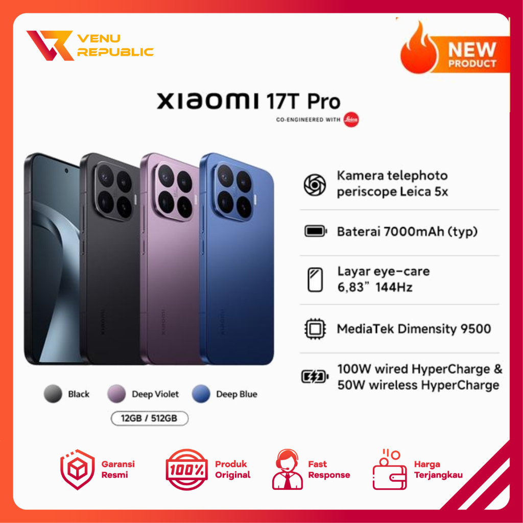 Xiaomi 17T Pro (12GB+512GB) | Kamera telephoto periscope Leica 5x Garansi Resmi