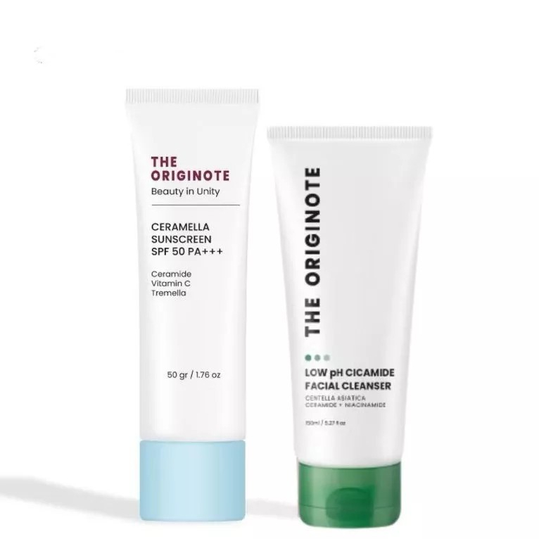 The Originote Paket Bundle LOW PH CICAMIDE FACIAL CLEANSER + Ceramella Sunscreen SPF 50 PA+++