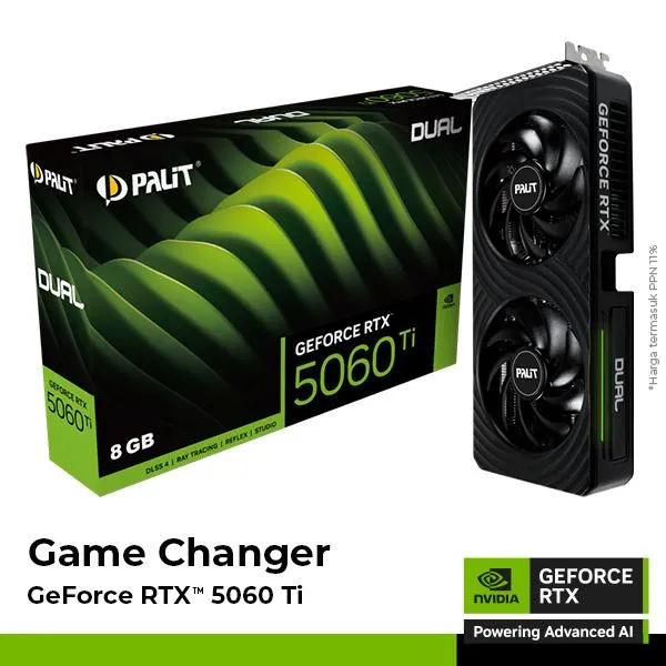 VGA Card Palit GeForce RTX 5060 Ti Dual 8GB GDDR7 | Lazada Indonesia