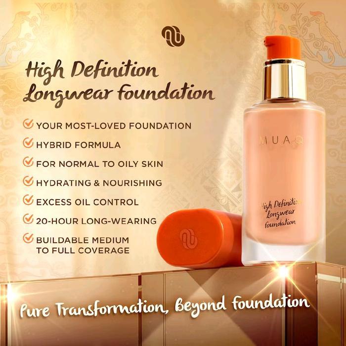 TERBARU MUAQ High Definition Longwear Foundation - Krim Wajah Tahan Lama dengan Tekstur Halus dan