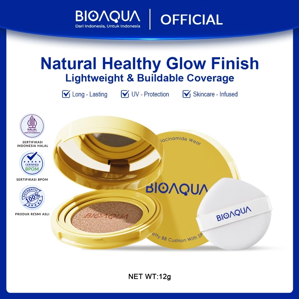 Jual BIOAQUA Cushion Niacinamide Wear Pretty BB Cushion With SPF Oil-Control Waterproof Sweatproof Medium-High Coverage Foundation Long-lasting Wear | Shopee Indonesia