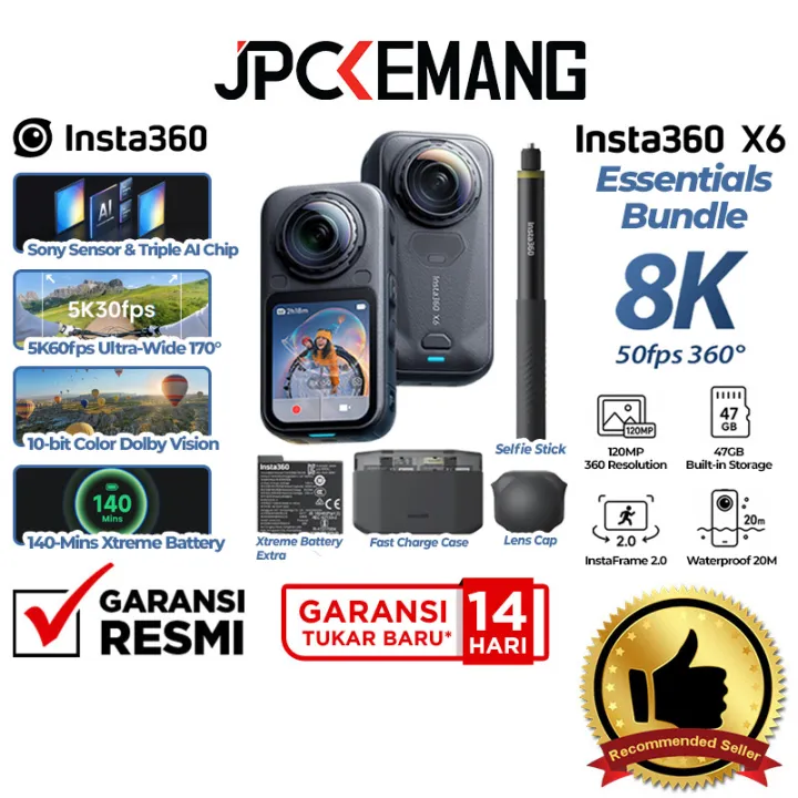 INSTA360 X6 8K 360 Action Camera Insta 360 One X6 Action Cam 360 JPC KEMANG GARANSI RESMI | Lazada Indonesia