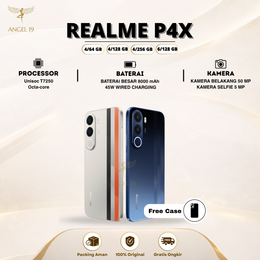 REALME P4X 4/64 GB - REALME P4X 4/128 - REALME P4X 4/256 - REALME P4X 6/128 | GARANSI RESMI | BATERAI BESAR 8000 mAh | 6,8 INCH | AL GAMING PARTNER