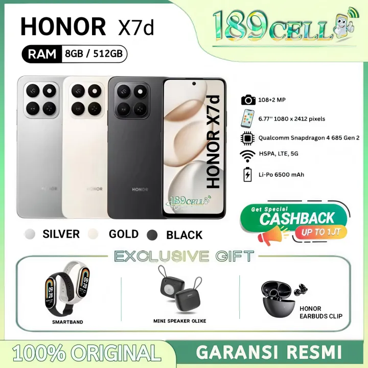 HONOR X7D RAM 8GB/512GB | HONOR X7d RAM 8GB/512GB GARANSI RESMI | Lazada Indonesia