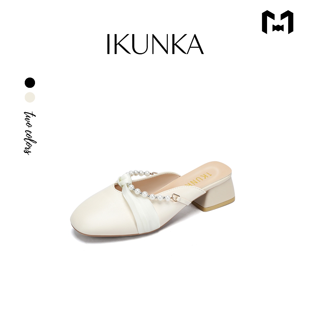 Jual IKUNKA Mules Heels Wanita Mueller Sandal Mary Janes Slip On Korea Mewah Elegansi Nyaman Hak 3 cm | Shopee Indonesia