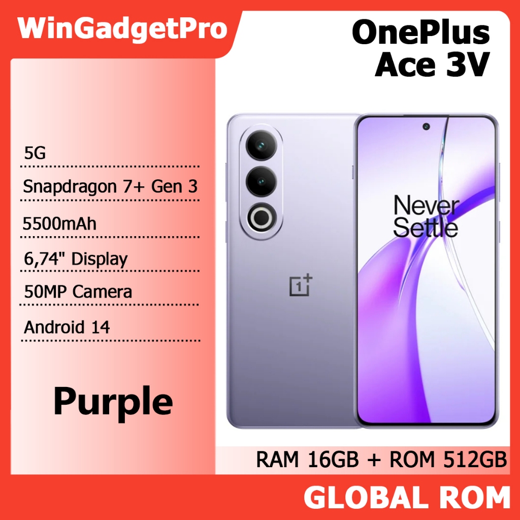 Jual OnePlus Ace 3V 5G 16GB/512GB 5500mAH Snapdragon 7+ Gen 3 6.74" AMOLED 120Hz Android 14 | Shopee Indonesia