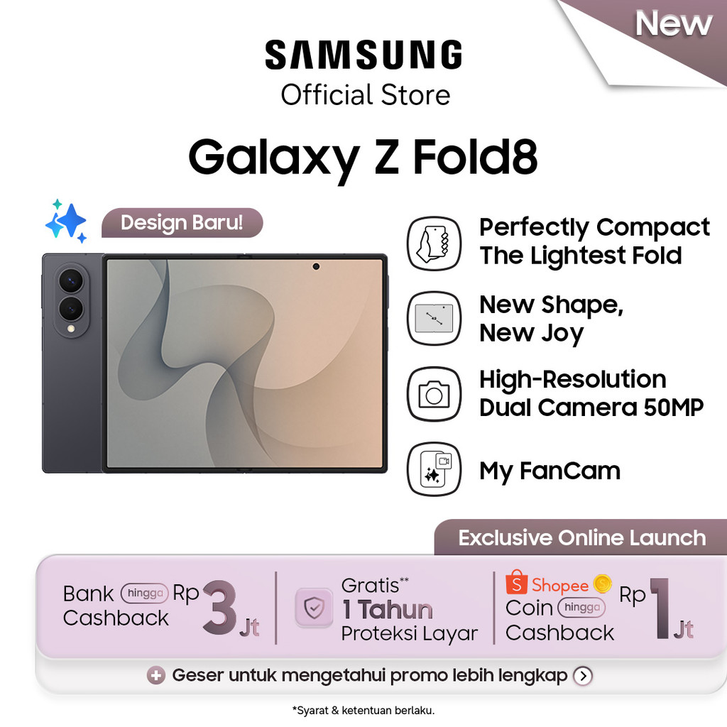 Jual Samsung Galaxy Z Fold8 [12GB/512GB] - Graphite | Hp AI | Desain Terbaru | Shopee Indonesia