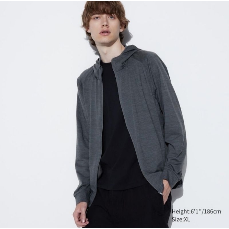 Jual MEN Jaket Hoodie Ritsleting DRY-EX Proteksi Sinar UV UNIQLO | Shopee Indonesia