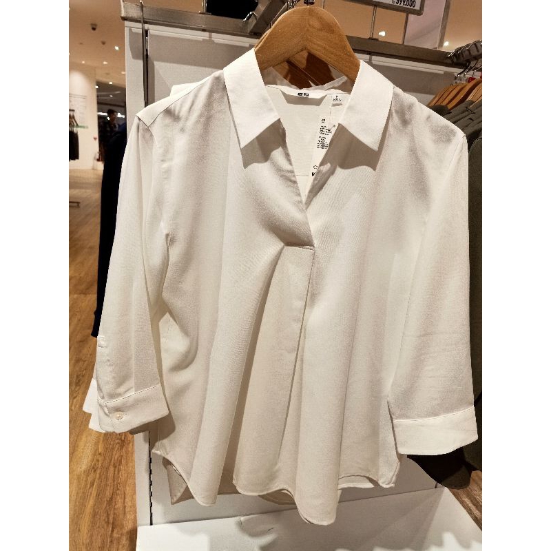 Blus Rayon Kerah Skipper Lengan 3/4 [JASTIP UNIQLO]