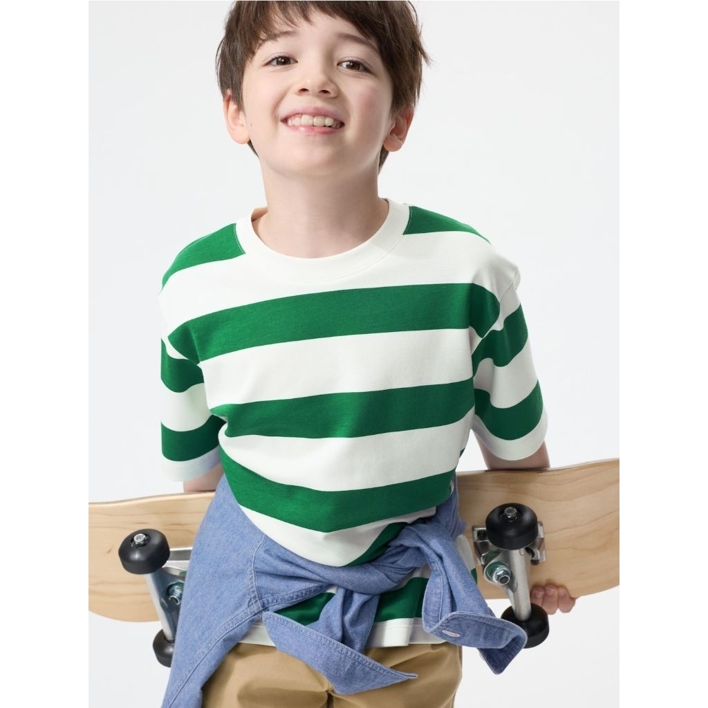 Jual KIDS AIRism Katun T-Shirt Garis Kerah Bulat UNIQLO | Shopee Indonesia