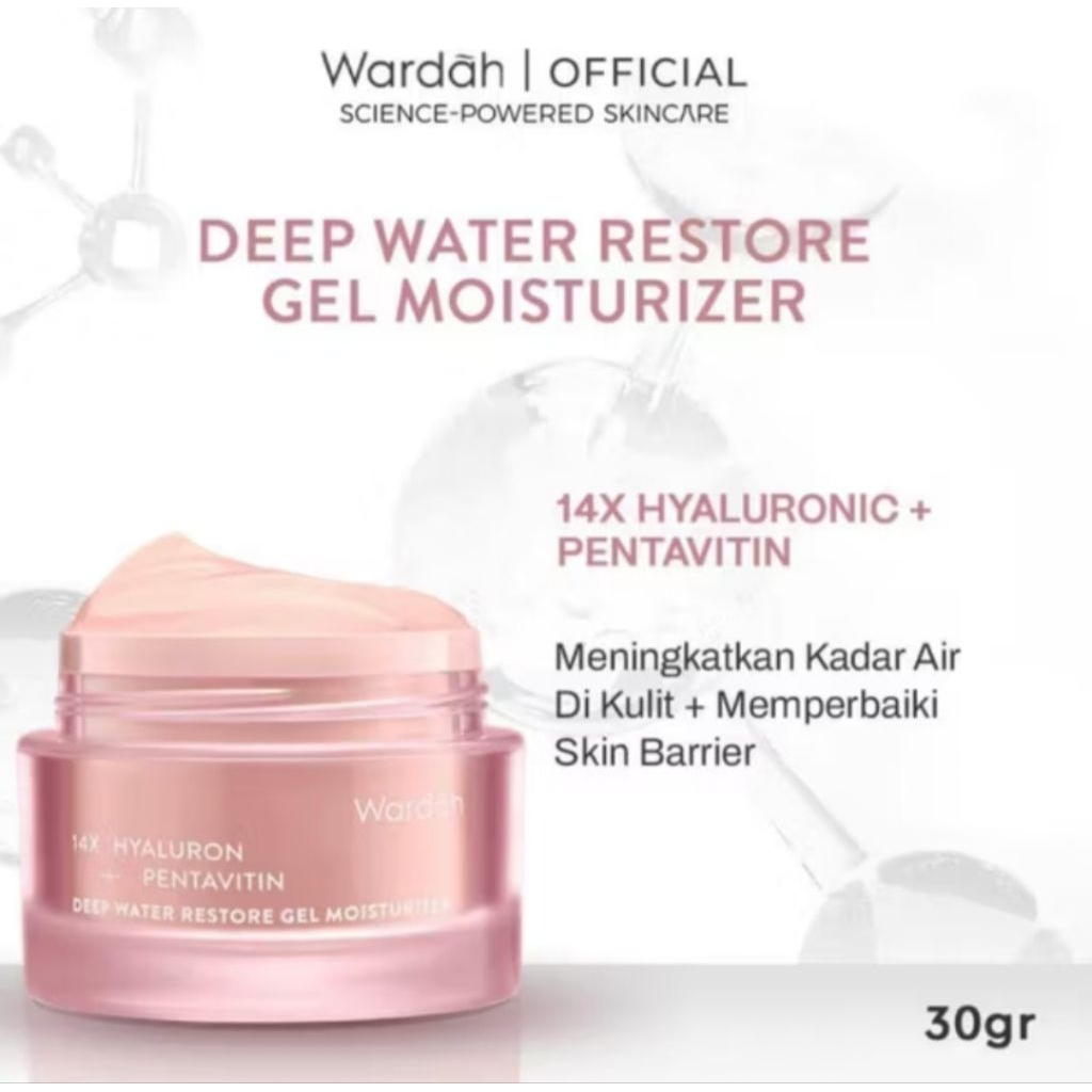 WARDAH 14X HYALURON + PENTAVITIN DEEP WATER RESTORE GEL MOISTURIZER 30 GRAM