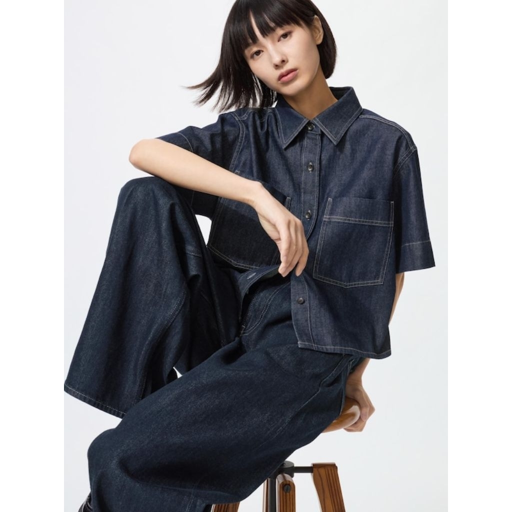 Jual UNIQLO New Arrival Kemeja Boxy Denim Lengan 1/2 Original Jastip | Shopee Indonesia
