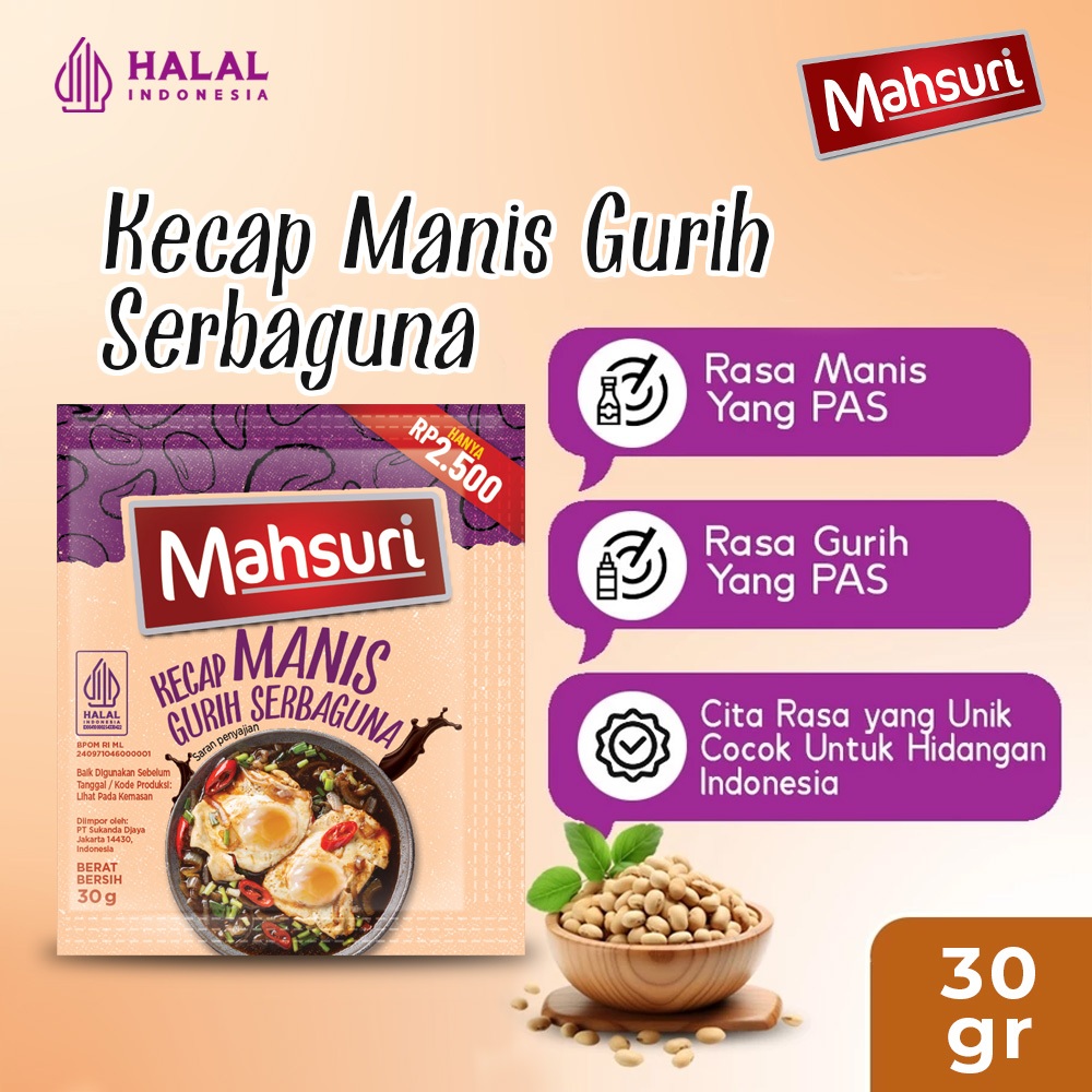 Jual Mahsuri Kecap Manis Gurih Serbaguna Sachet 30gr - Box 20pcs | Shopee Indonesia