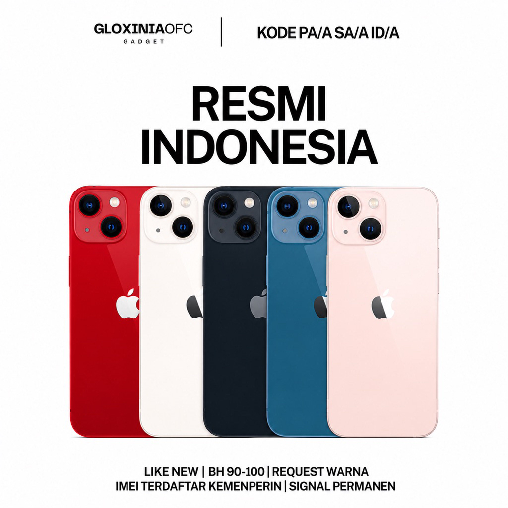 GLOXINIA - iphone 13 mini 128 gb 256 gb 512 gb - unit resmi indonesia fullset bergaransi ex display - imei terdaftar ex ibox