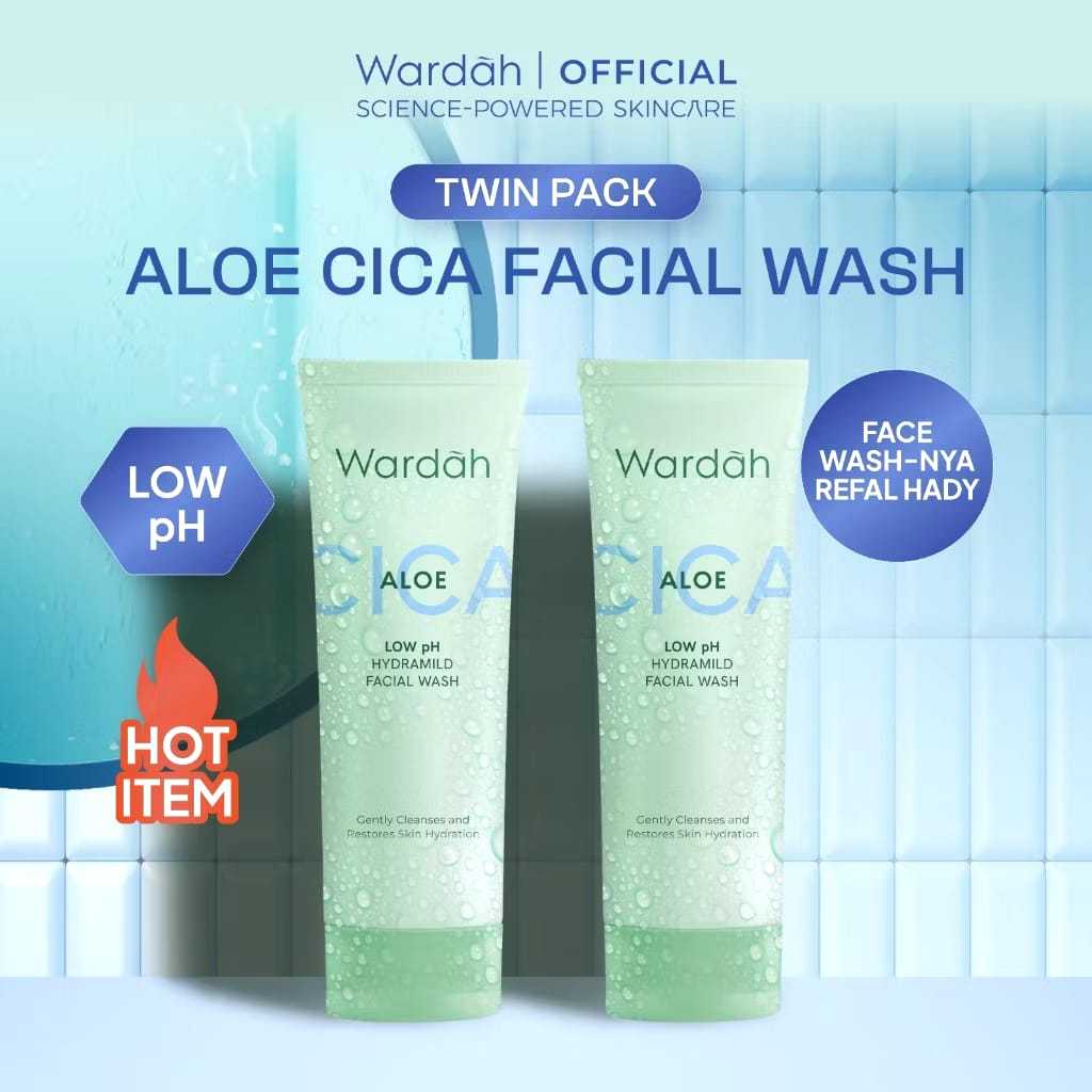 Wardah Cica Aloe Low pH Hydramild Facial Wash 100 mL x2