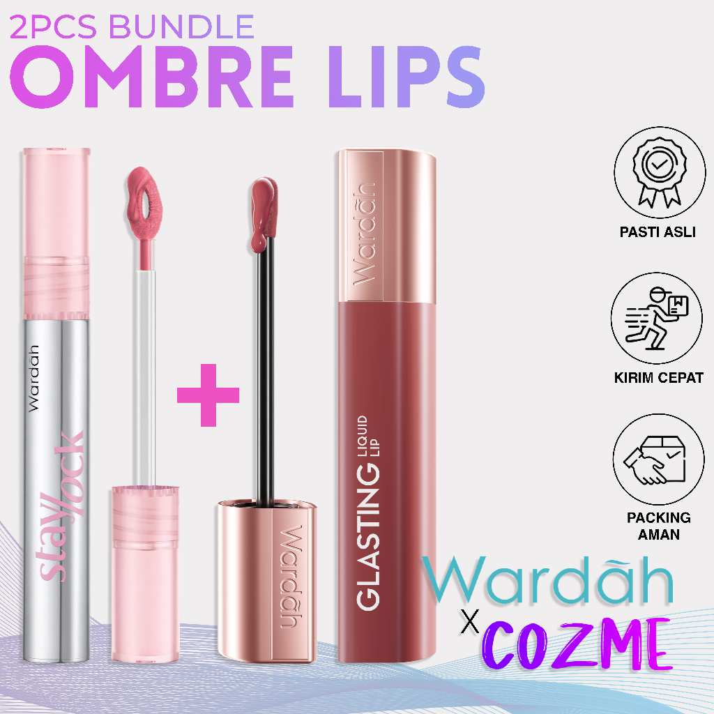 [2PCS] WARDAH Ombre Lips | Staylock Lip Matte + Glasting Liquid Lip
