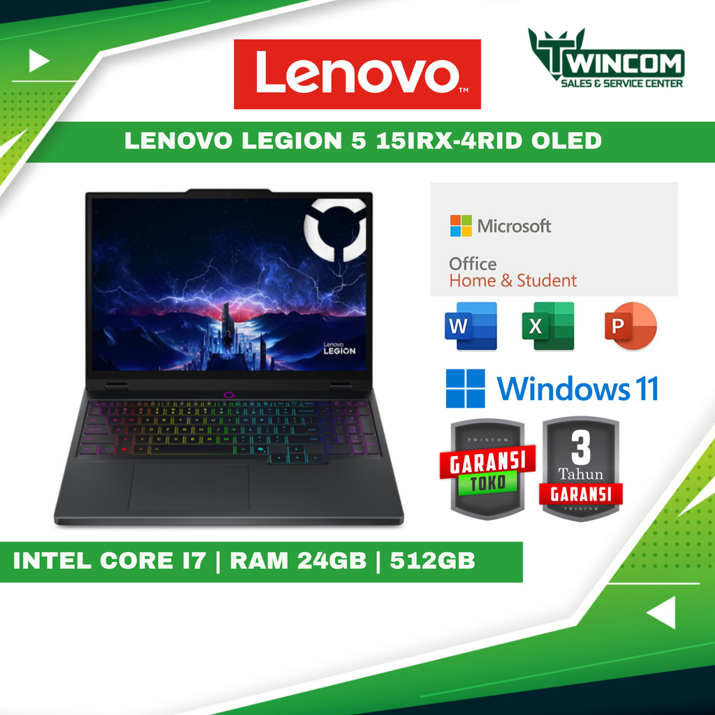 Lenovo Legion 5I Oled Intel Core i7 14700HX RTX5050 8GB - Ram 24GB Storage 512GB SSD Windows 11 + Office