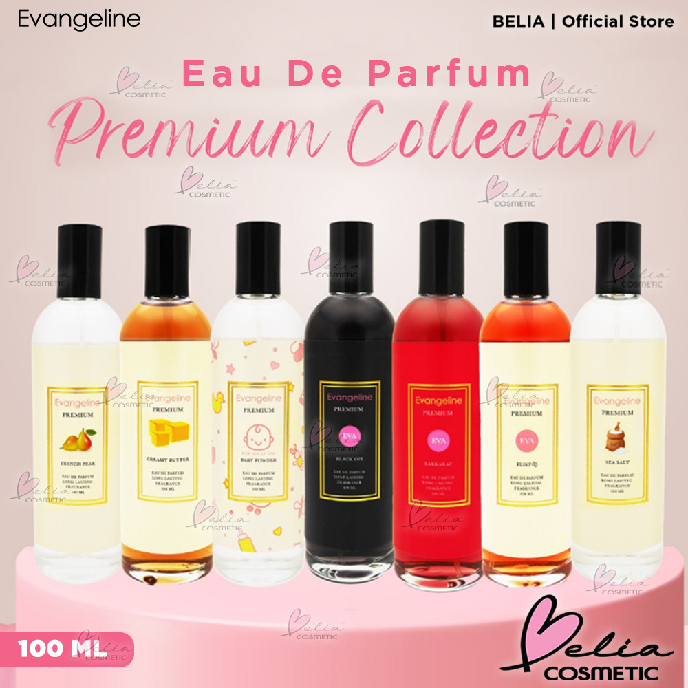 ⭐manukanmall⭐ EVANGELINE Premium EDP 100ml | Parfum Wanita | French Pear | Creamy butter | Baby Powder | Sea Salt | Black Opi | Bakkarat | Tahan Lama | Wangi