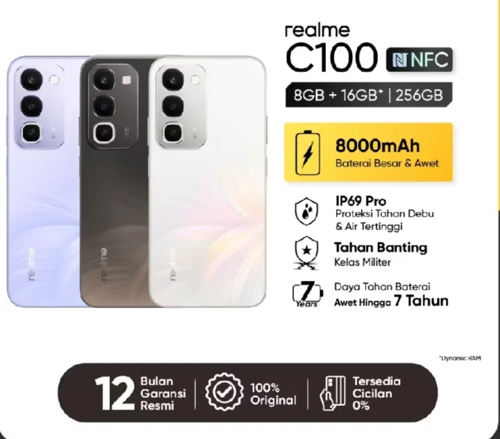 Realme C100 NFC(6GB/128GB-8GB/256GB)8000mAhGaransi Resmi 1 Tahun | Lazada Indonesia