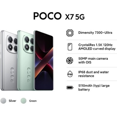 Xiaomi Poco X7 5G 8/256 dan 12/512 GB AMOLED Curved New Baru Garansi Resmi