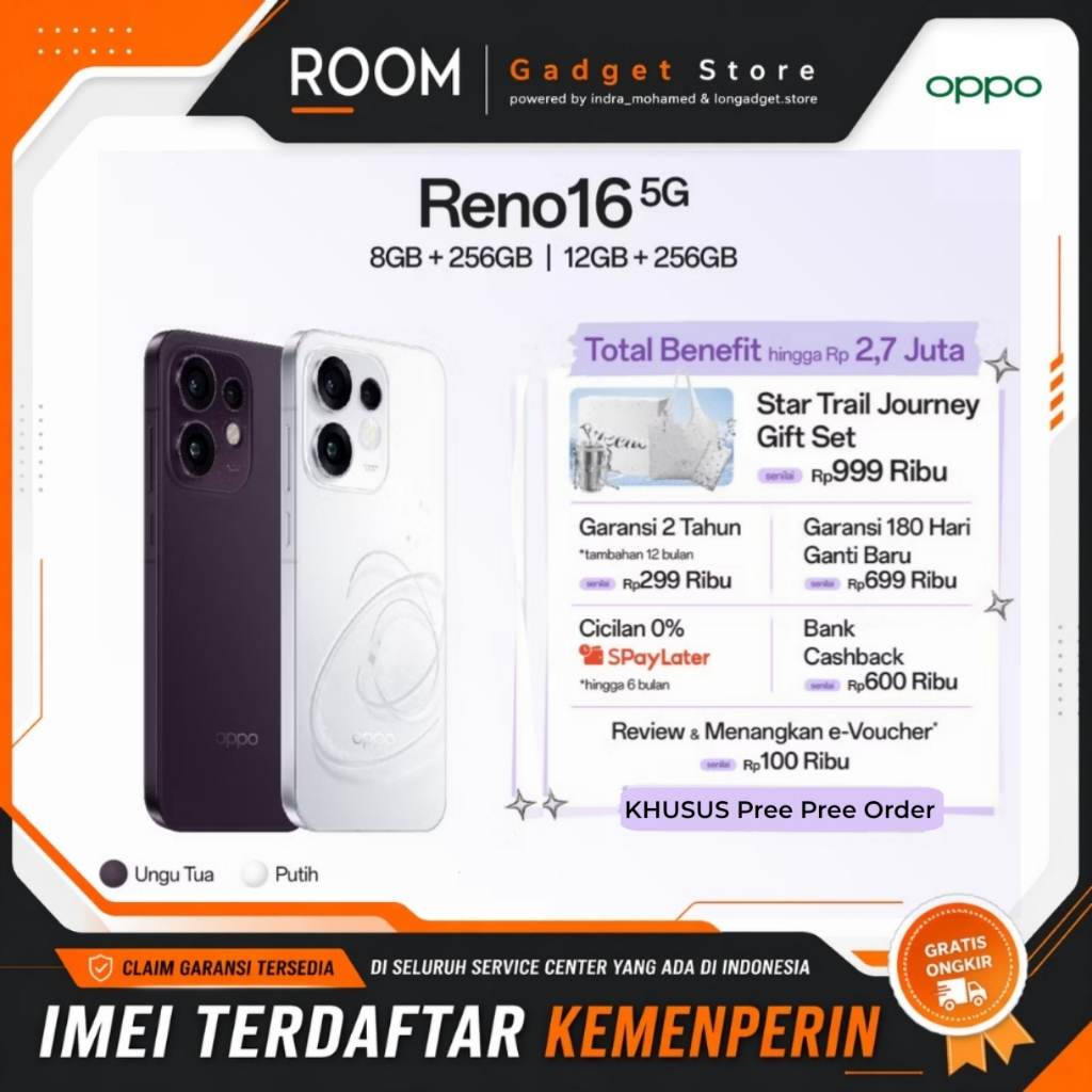 OPPO Reno16 5G 8/256GB 12/256GB 3D Pop Planet Design Garansi Resmi OPPO Indonesia Original