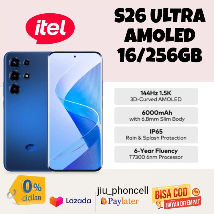 Itel S26 Ultra Amoled, RAM 16/256GB, layar 3D, AMOLED, chipset Unisoc T7300 garansi resmi 1 tahun | Lazada Indonesia