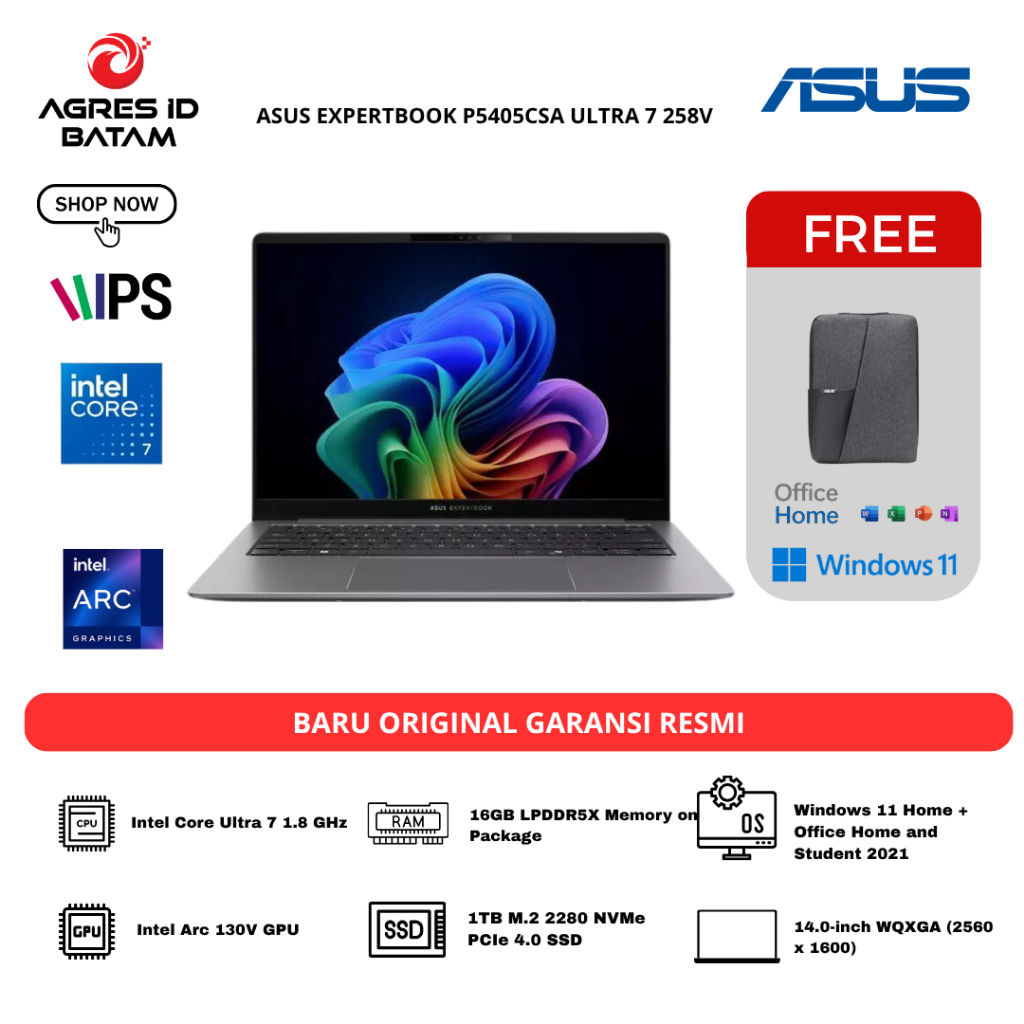 ASUS EXPERTBOOK P5405CSA ULTRA 7 258V 32GB 1TB W11+OHS+O365 14.0WUXGA 3Y GRY -NZ7310WS