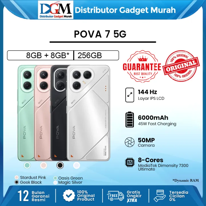 Tecno Pova 7 5G 8/256GB Baterai 6000 mAh Wireless Powerbank Garansi Resmi Tecno Indonesia | Lazada Indonesia