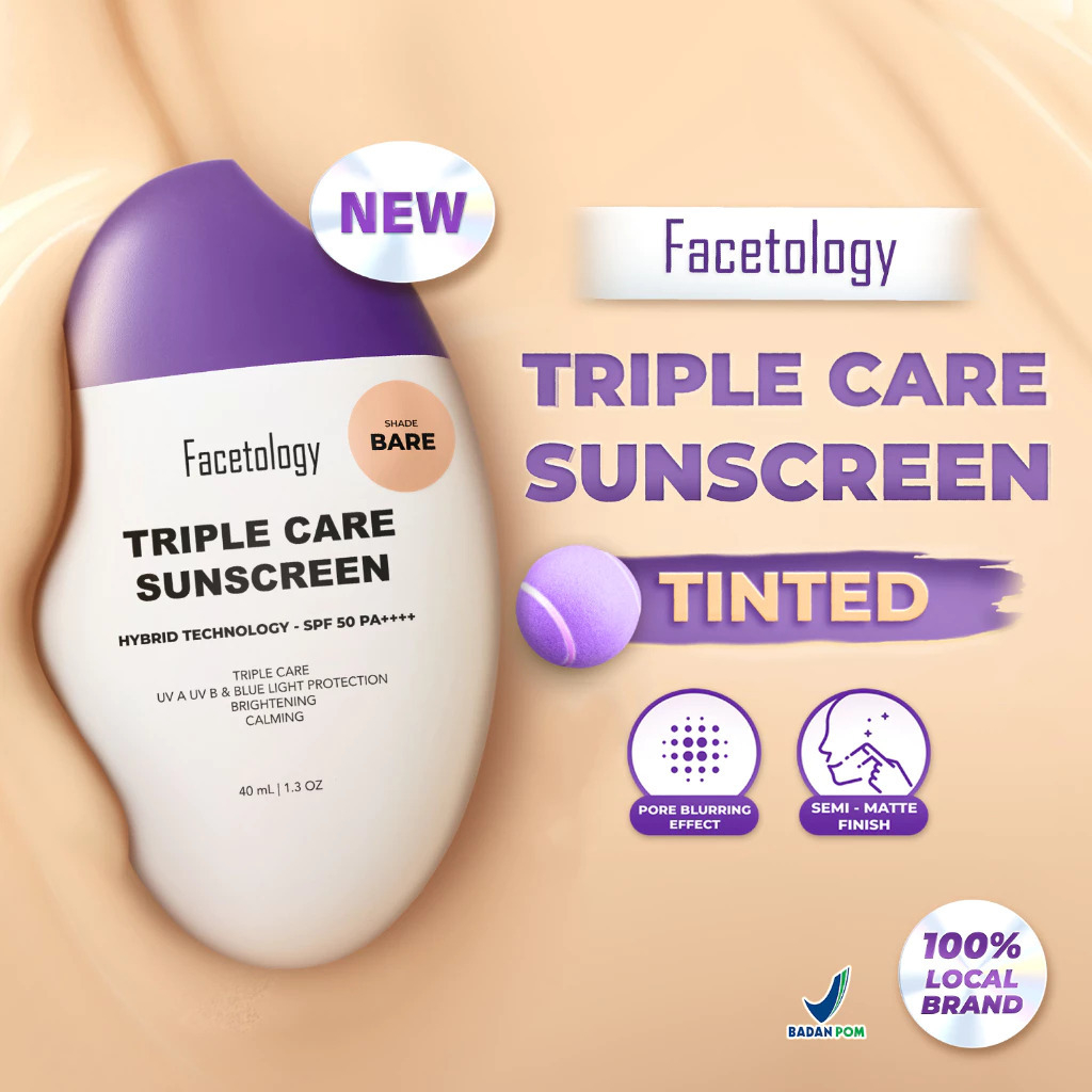 FACETOLOGY Triple Care Sunscreen TINTED (BARE) SPF 50 PA++++ 40ml