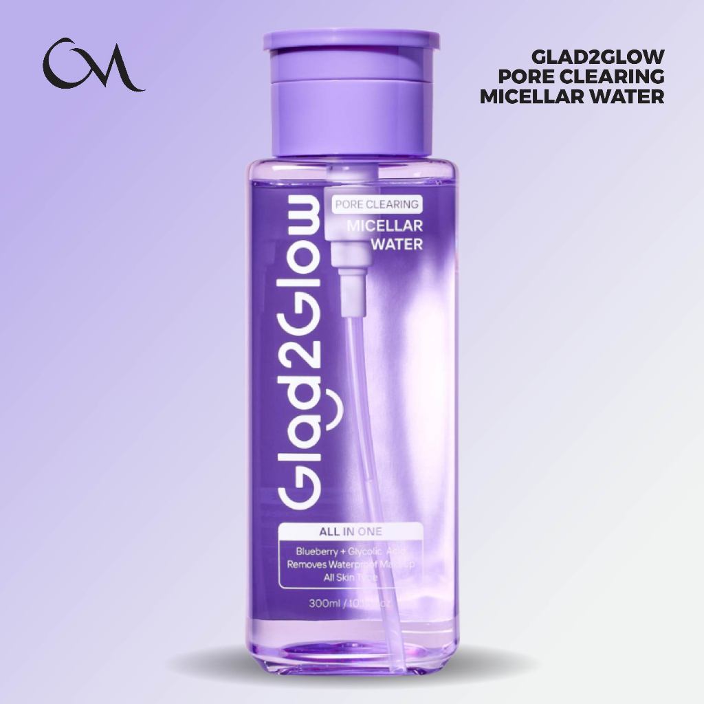 Glad2Glow Pore Clearing Micellar Water 230ml / 300ml Pembersih Wajah Lembut untuk Angkat Makeup