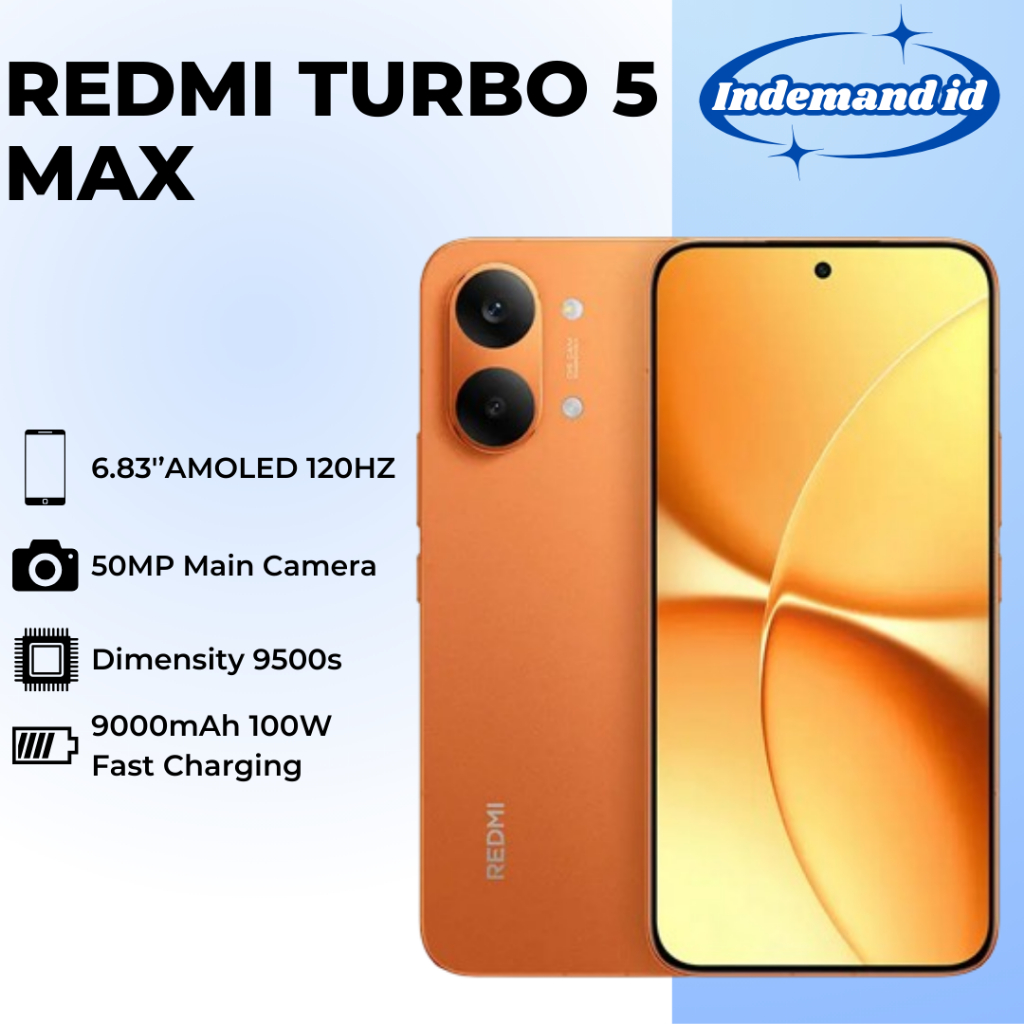 Jual Redmi Turbo 5 Max 5G 6.83''AMOLED 120HZ Dimensity 9500s 9000mAh 100W 50MP | Shopee Indonesia