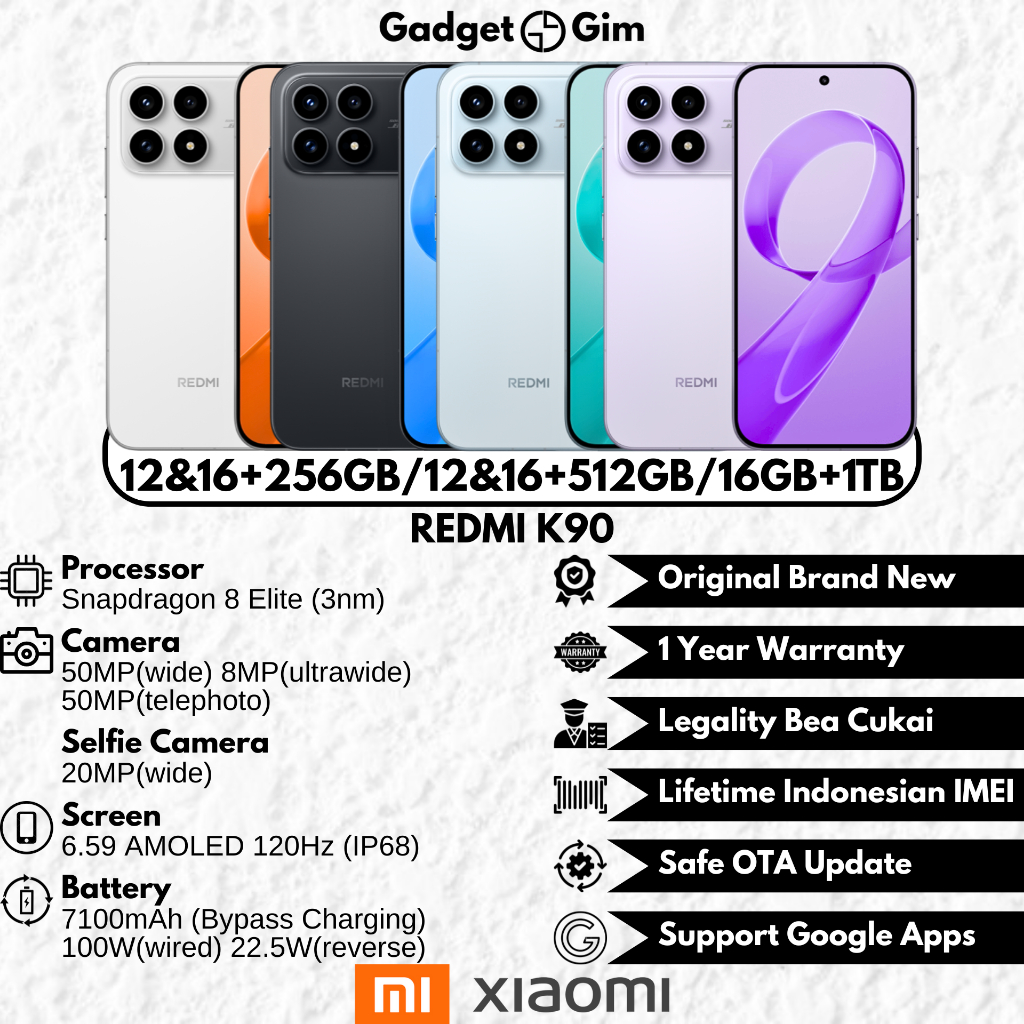 Jual Redmi K90 5G 16GB 1TB Snapdragon 8 Elite 120Hz 7100mAh 100W IP68 BNIB Bergaransi Original | Shopee Indonesia