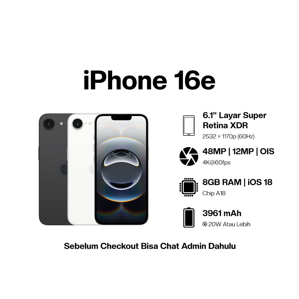 iPhone 16e - Desain Kokoh, Kamera Super Tinggi, Baterai Tahan Lama