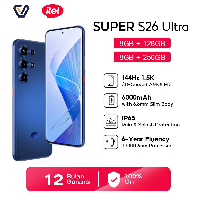 Official itel S26 Ultra 8+8/128GB | 144Hz 1.5K AMOLED 6000mAh IP65 Waterproof Gorilla Glass 7i AI Eraser, NFC