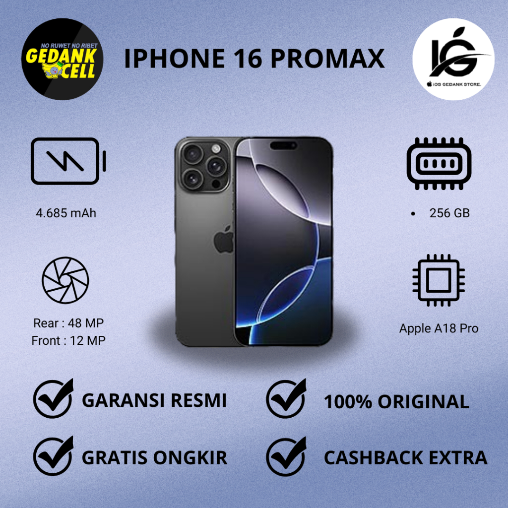 IPHONE 16 PROMAX NEW GARANSI RESMI