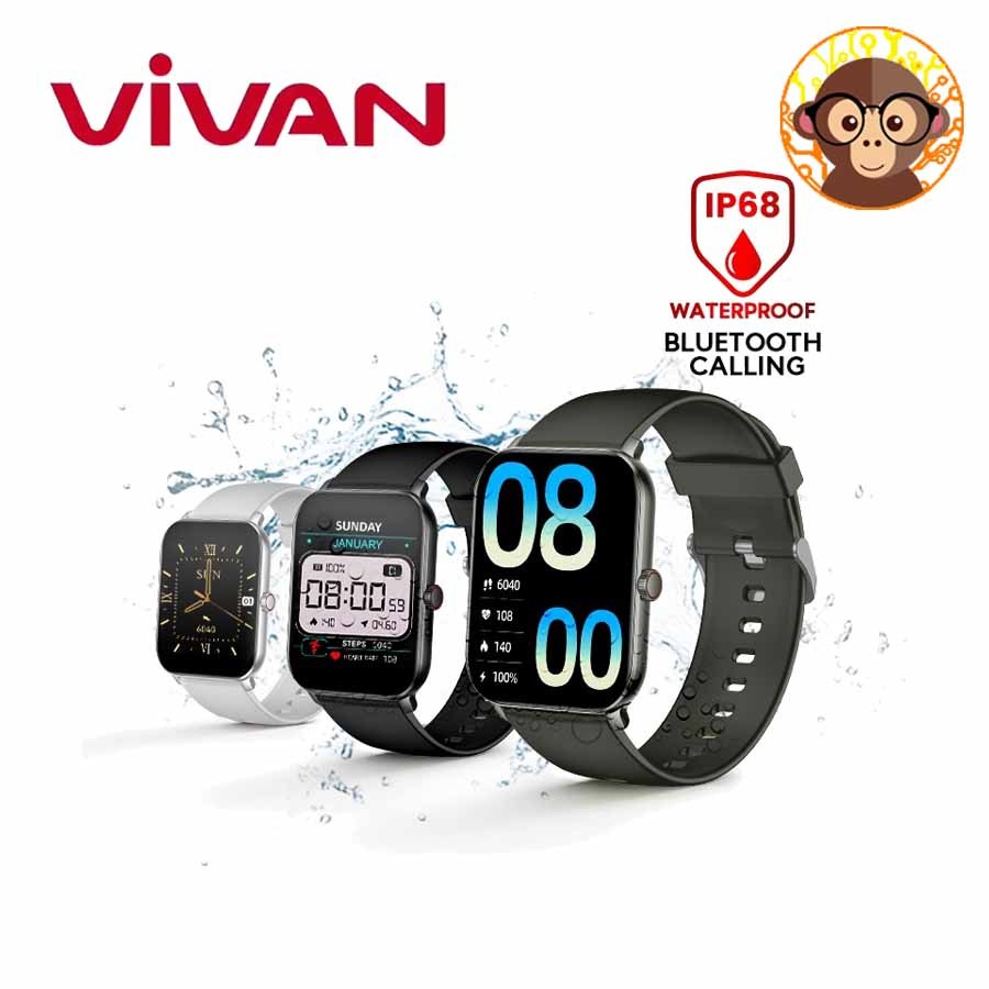 Smart Watch Vivan VWF18 Waterproof IP68 Alexa AI Health Monitoring Battery Up To 7 Days Original