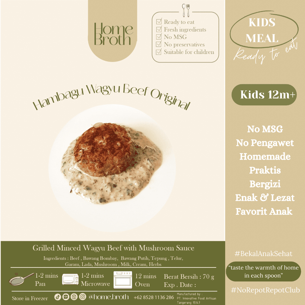 Jual Burger Patty Wagyu Beef Hamburg (Hambagu Ori / Moza Cheese) - Kids Meal Home Broth | Shopee Indonesia