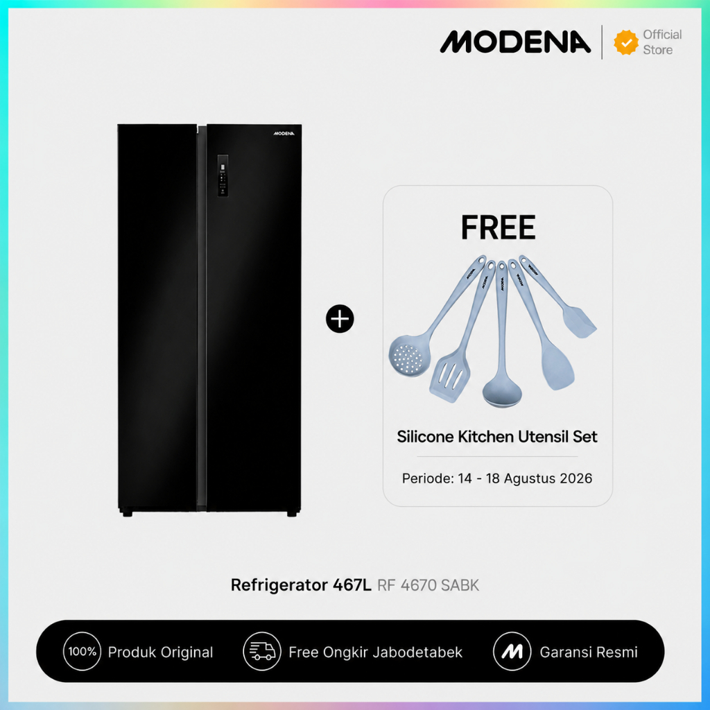 Jual MODENA Side by Side Refrigerator 467L PowerHub™ Inverter - RF 4670 SABK | Shopee Indonesia