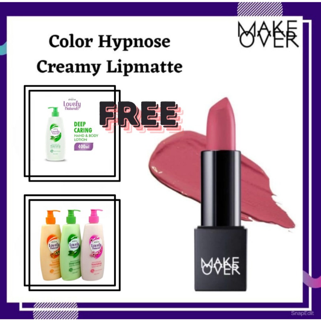 MAKE OVER COLOR HYPNOSE CREAMY LIPMATTE | FREE EMERON LOVELY