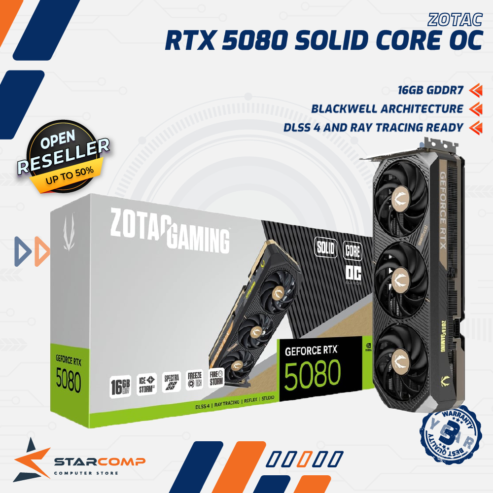 Zotac NVIDIA Geforce RTX 5080 Solid Core OC 16GB GDDR7 VGA RTX5080