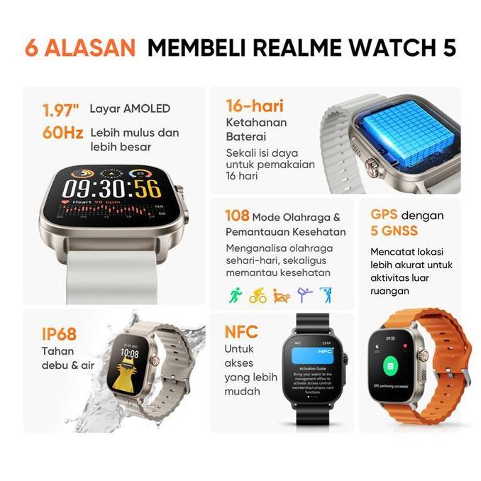 realme Watch 5 | Compass & Independent GPS | 460mAh 14-day Battery Life | AccurateSports&Health | AMOLED 600nits | IP68WaterResistant