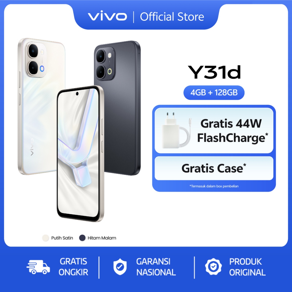 [New Launch] vivo Y31d - Desain Satin 3D, 7200mAh Baterai Non-Stop & 44W FlashCharge, IP68/69/69+ Tahan Air & Banting Ekstrem, 50MP AI Wide Kamera, OriginOS 6