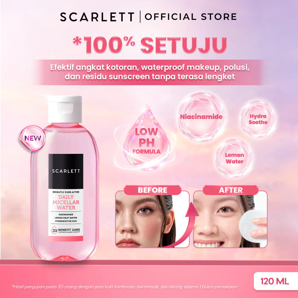 Scarlett Brightly Ever After Daily Micellar Water 120ml / Pembersih Wajah